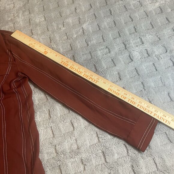 Ann Taylor Popover Tunic Burgundy Brick Red Plaid Lightweight Blouse Size Medium - Picture 12 of 14